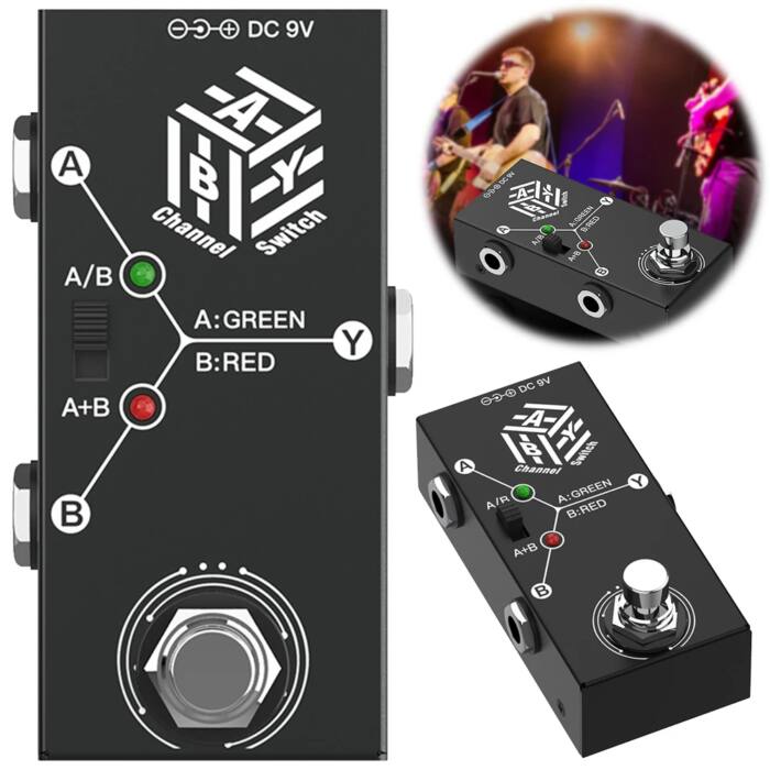 ABY Box-Selector de línea con carcasa de Metal, Pedal de bajo de guitarra True Bypass, Mini Pedal de efecto de guitarra antideslizante para bajo de guitarra eléctrica