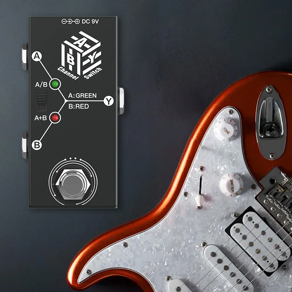 ABY Box-Selector de línea con carcasa de Metal, Pedal de bajo de guitarra True Bypass, Mini Pedal de efecto de guitarra antideslizante para bajo de guitarra eléctrica