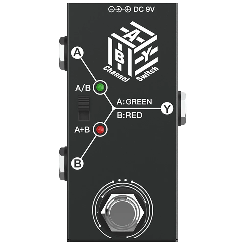 ABY Box-Selector de línea con carcasa de Metal, Pedal de bajo de guitarra True Bypass, Mini Pedal de efecto de guitarra antideslizante para bajo de guitarra eléctrica